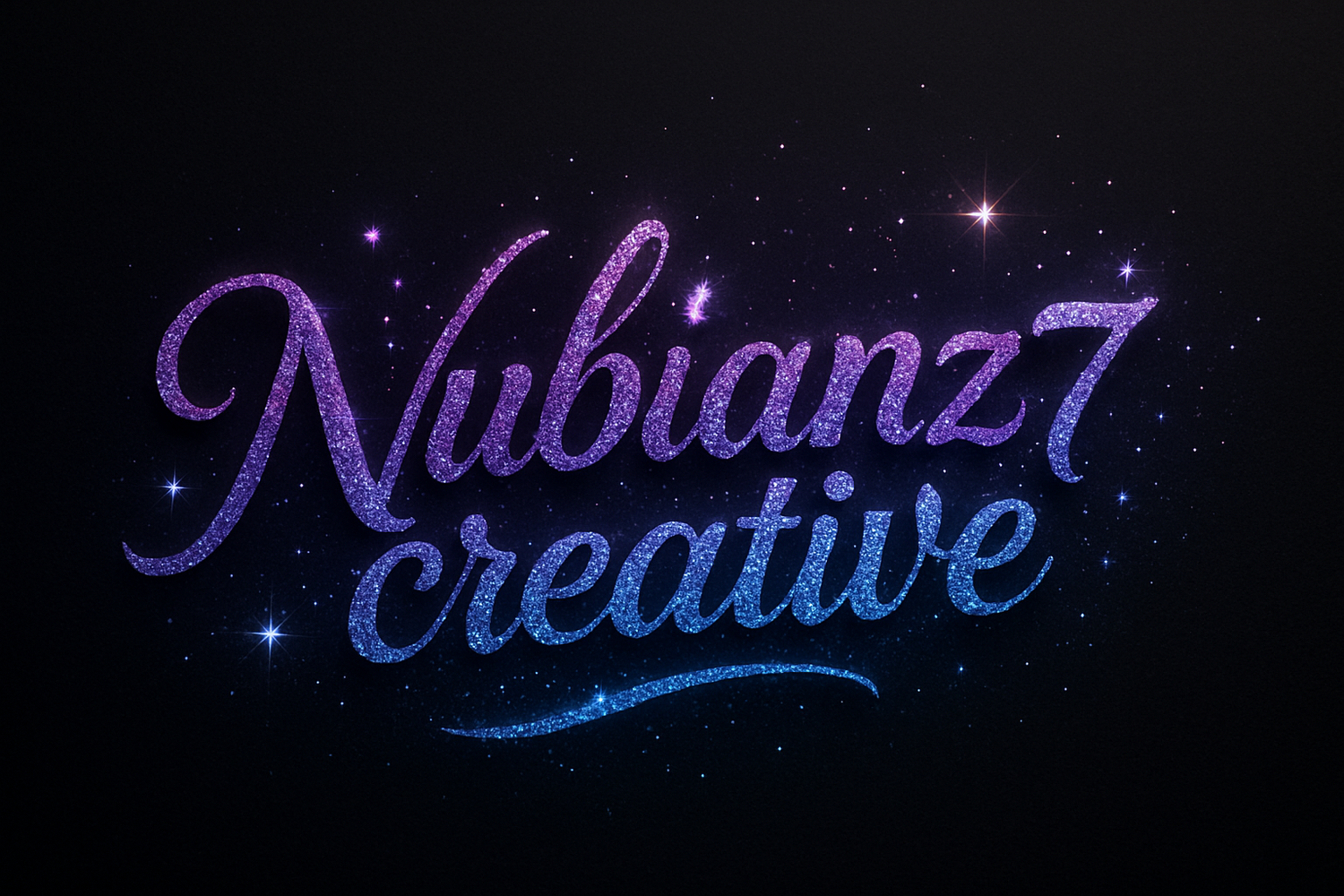 Nubianz7creative sparkling ombré purple and blue lettering 